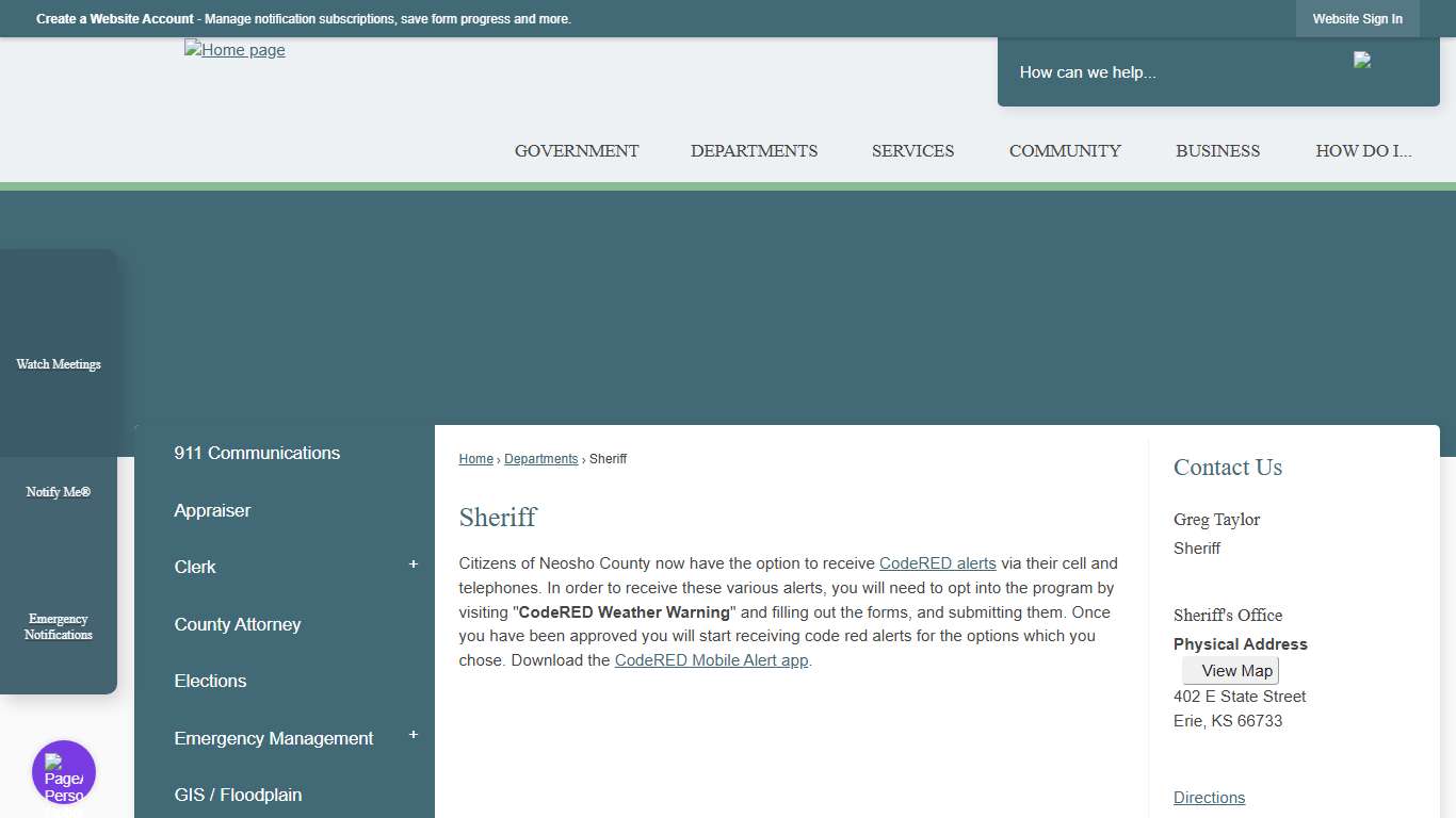 Sheriff | Neosho County, KS